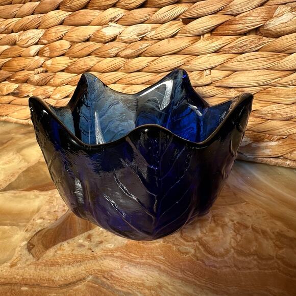 Colbolt Blue Leaf Votive/Small Dish - Picture 1 of 6
